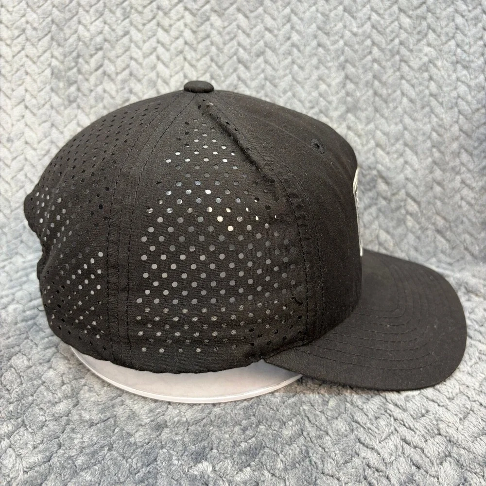 Suspended Fresh Black Snapback Hat Perforated Mesh Back Decky 5 Panel Cap